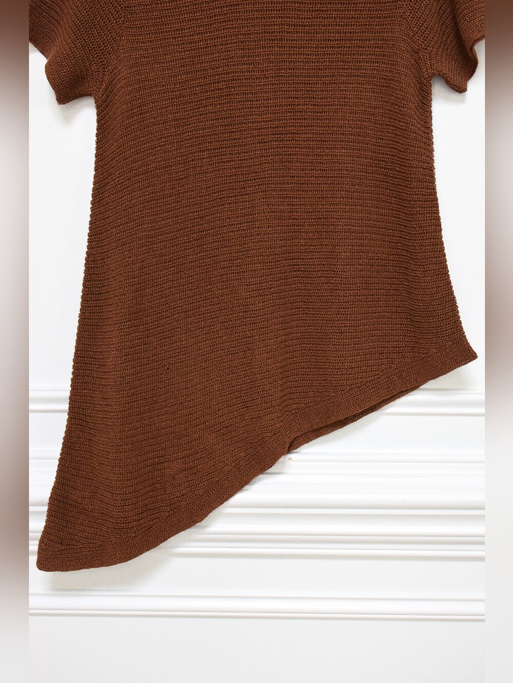 Eileen Fisher Organic Linen Cotton Tunic Asymmetrical Knit Brown Size S - Picture 5 of 10